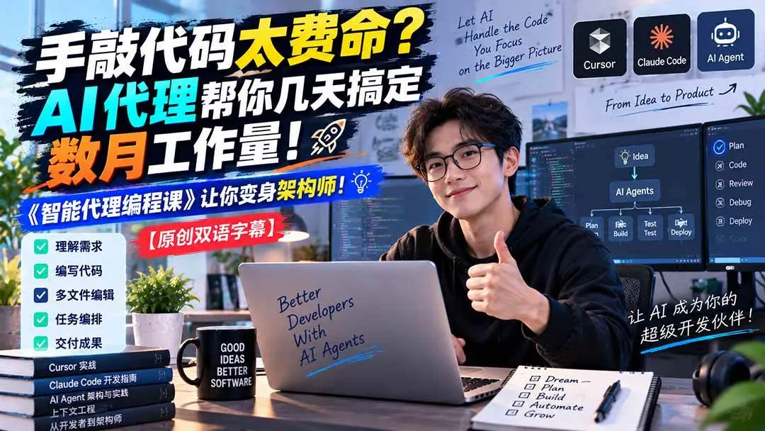 (20286期)手敲代码太费命?AI 代理帮你几天搞定数月工作量!《智能代理编程课》让你变身架构师-37博客
