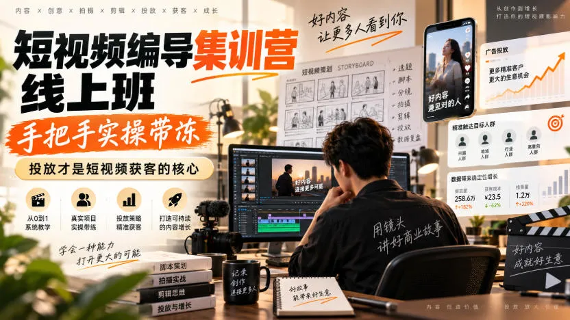 短视频编导集训营线上班，手把手实操带冻，投放才是短视频获客的核心-37博客