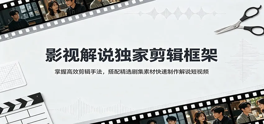 影视解说独家剪辑框架：掌握高效剪辑手法，搭配精选剧集素材快速制作解说短视频-37博客