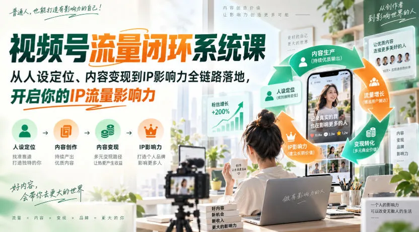 视频号流量闭环系统课，从人设定位、内容变现到IP影响力全链路落地，开启你的IP流量影响力-37博客