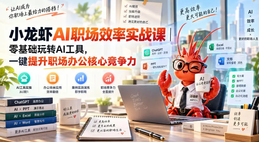 小龙虾AI职场效率实战课｜零基础玩转AI工具，一键提升职场办公核心竞争力-37博客