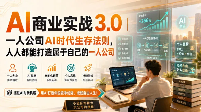 AI商业实战3.0｜一人公司AI时代生存法则，人人都能打造属于自己的一人公司-37博客