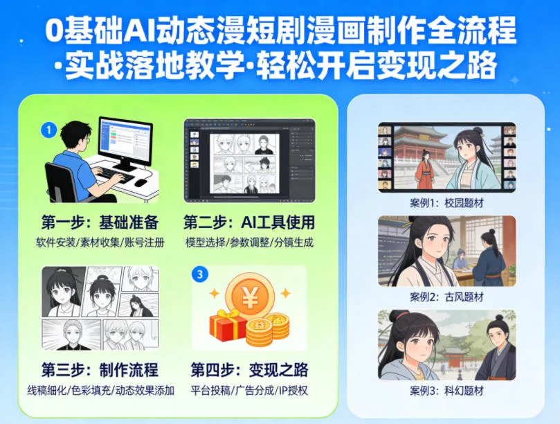 0基础AI动态漫短剧漫画制作全流程，实战落地教学，轻松开启变现之路-37博客