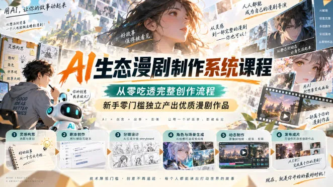 AI生态漫剧制作系统课程，从零吃透完整创作流程，新手零门槛独立产出优质漫剧作品-37博客