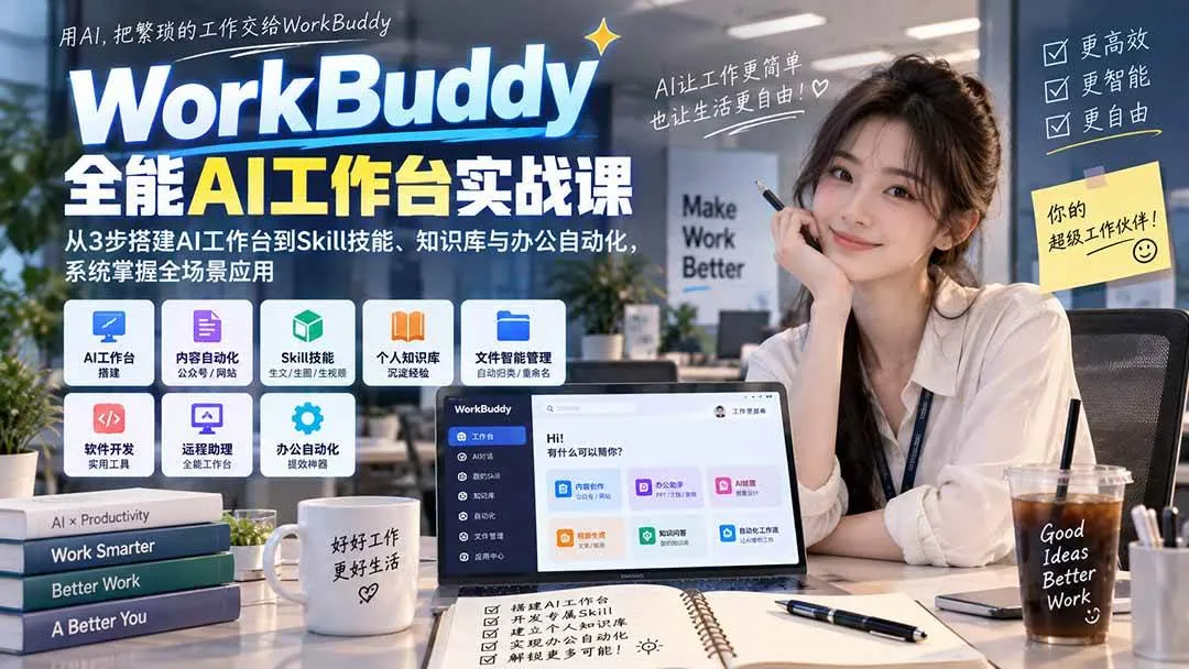 （20403期）WorkBuddy全能AI工作台实战课：从3步搭建AI工作台到Skill技能、知识库与办公自动化，系统掌握全场景应用-37博客