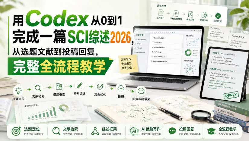 用Codex从0到1完成一篇SCI综述2026，从选题文献到投稿回复，完整全流程教学-37博客