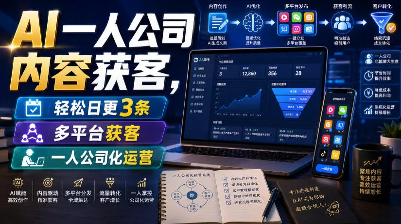 AI一人公司内容获客，轻松日更3条，多平台获客，一人公司化运营（更新0827）-37博客