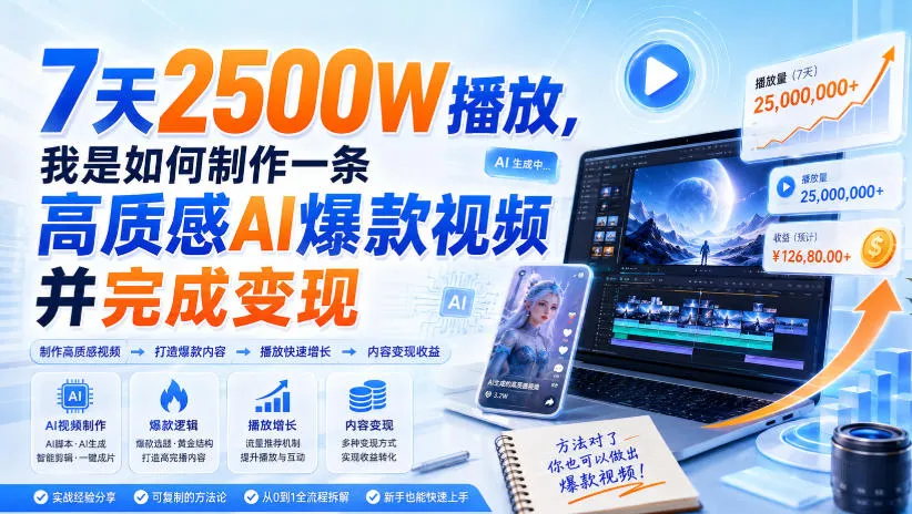 7天2500W播放，我是如何制作一条高质感AI爆款视频并完成变现-37博客