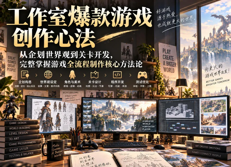 工作室爆款游戏创作心法|从企划世界观到关卡开发,完整掌握游戏全流程制作核心方法论-37博客