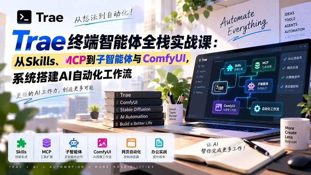 （20389期）Trae终端智能体全栈实战课：从Skills、MCP到子智能体与ComfyUI，系统搭建AI自动化工作流-37博客