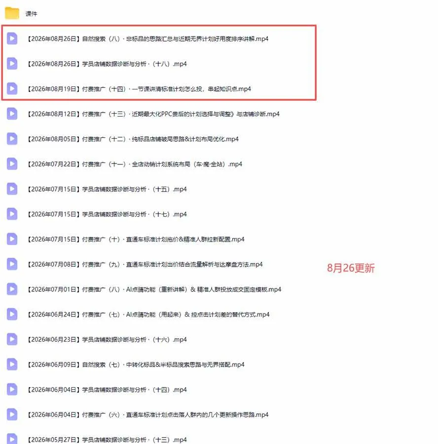 (20094期)2026淘宝电商终局之战VIP课-更新:自然搜索+直通车+无界+精准人群,系统掌握测款动销与全店推广布局方法-37博客