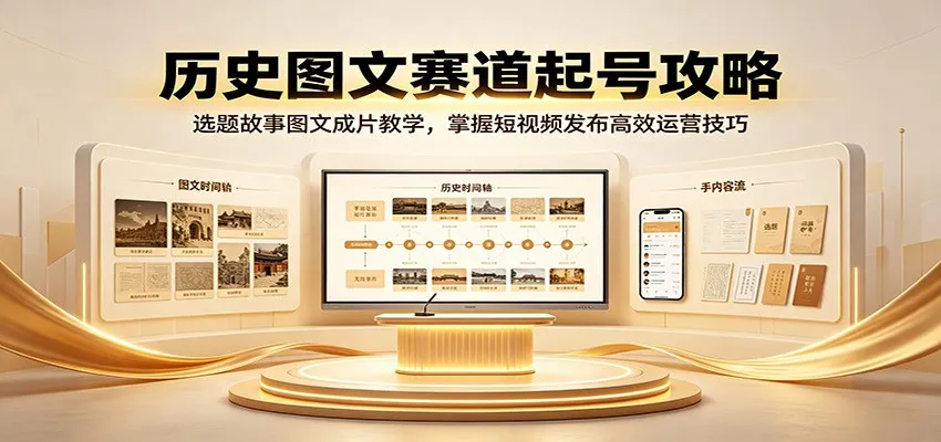 历史图文赛道起号攻略:选题故事图文成片教学,掌握短视频发布高效运营技巧-37博客