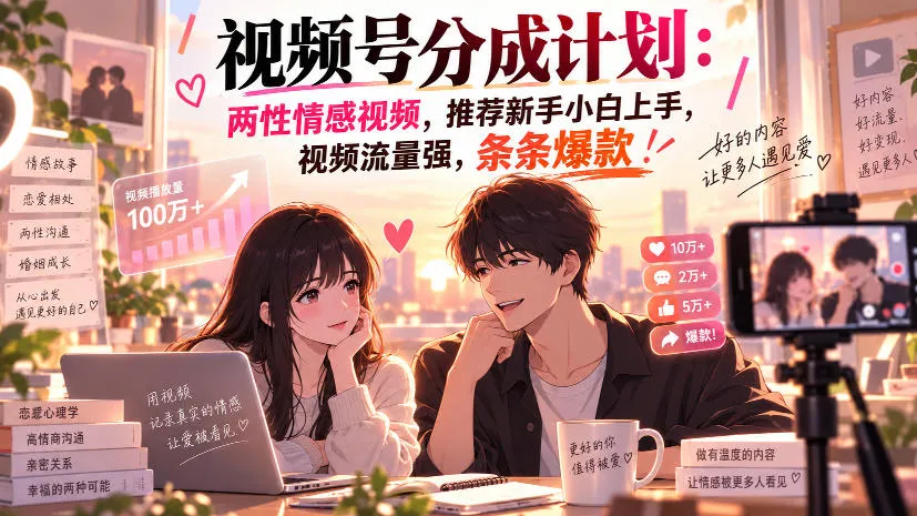 视频号分成计划：两性情感视频，推荐新手小白上手，视频流量强，条条爆款-37博客