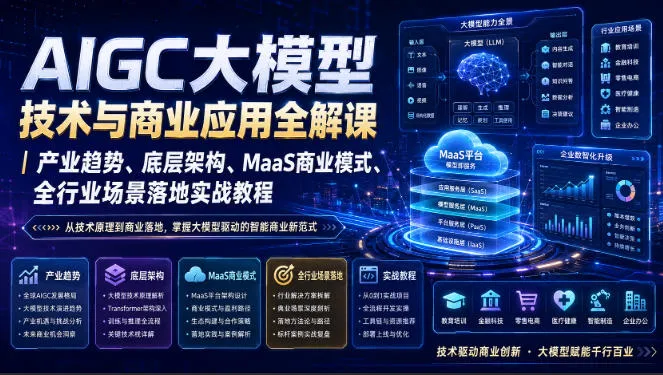AIGC大模型技术与商业应用全解课|产业趋势、底层架构、MaaS商业模式、全行业场景落地实战教程-37博客