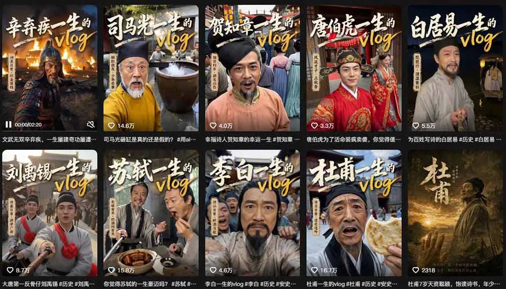 历史人物,诗人一生Vlog教学, AI制作丨伙伴计划丨精选收益丨商单收徒 ,新领域红利期,抓紧做-37博客