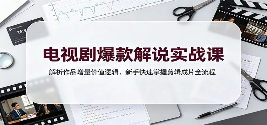 电视剧爆款解说实战课：解析作品增量价值逻辑，新手快速掌握剪辑成片全流程-37博客