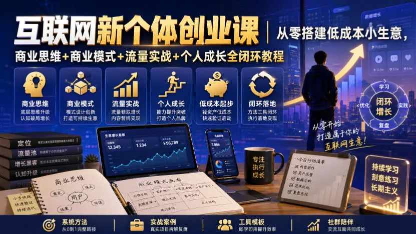互联网新个体创业课｜从零搭建低成本小生意，商业思维+商业模式+流量实战+个人成长全闭环教程-37博客