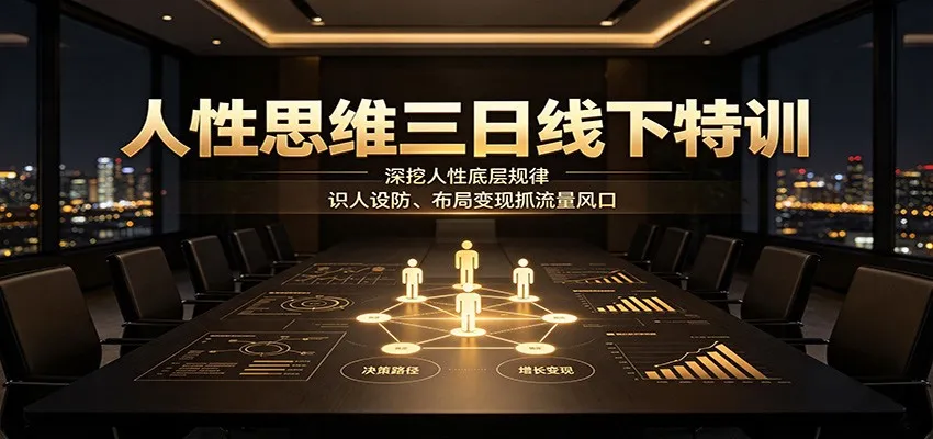 人性思维三日线下特训：深挖人性底层规律，识人设防、布局变现抓流量风口-37博客