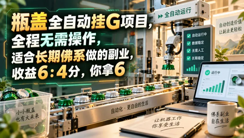 瓶盖全自动挂G项目，全程无需操作，适合长期佛系做的副业，收益6：4分，你拿6【揭秘】-37博客