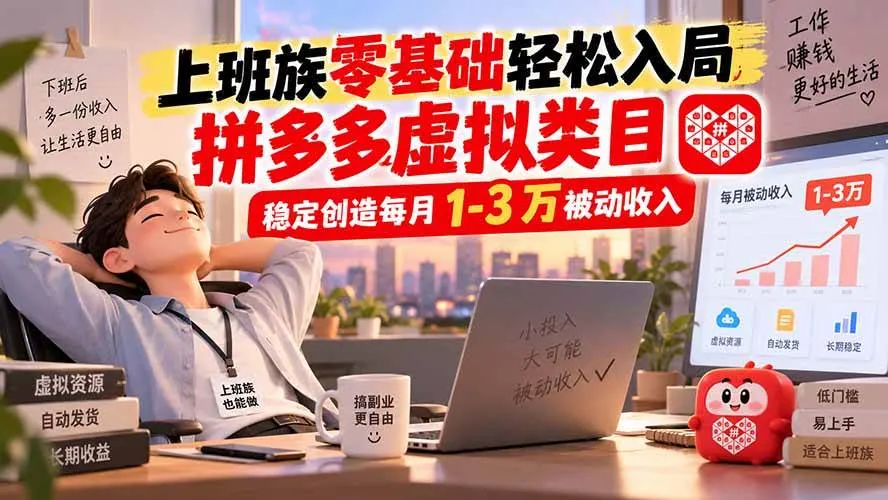 （20250期）上班族零基础轻松入局，拼多多虚拟类目，稳定创造每月 1-3 万被动收入-37博客