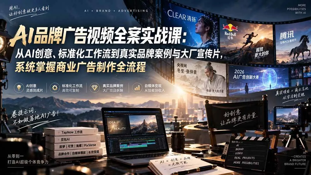 (20394期)AI品牌广告视频全案实战课:从AI创意、标准化工作流到真实品牌案例与大厂宣传片,系统掌握商业广告制作全流程-37博客