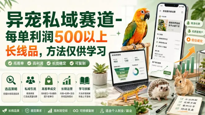 异宠私域赛道-每单利润500以上长线品，方法仅供学习-37博客