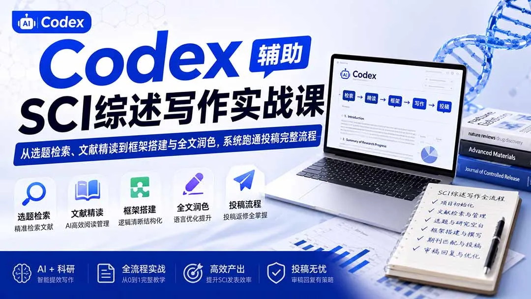 Codex辅助SCI综述写作实战课——从选题检索、文献精读到框架搭建与全文润色,系统跑通投稿完整流程-37博客