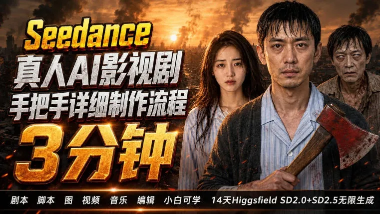3分钟真人AI影视剧怎么做？SD 2.0手把手完整制作流程｜Higgsfield 14天SD 2.0/2.5无限生成-37博客