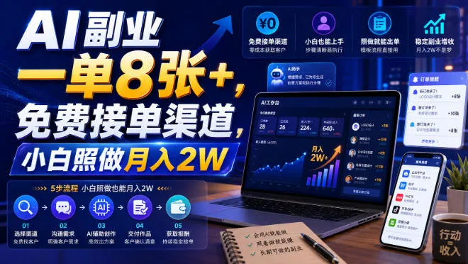 AI副业一单8张+,免费接单渠道,小白照做月入2W【揭秘】-37博客