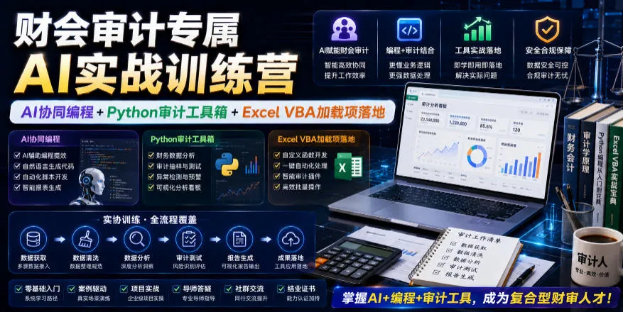财会审计专属AI实战训练营|AI协同编程+Python审计工具箱+Excel VBA加载项落地(更新0816)-37博客