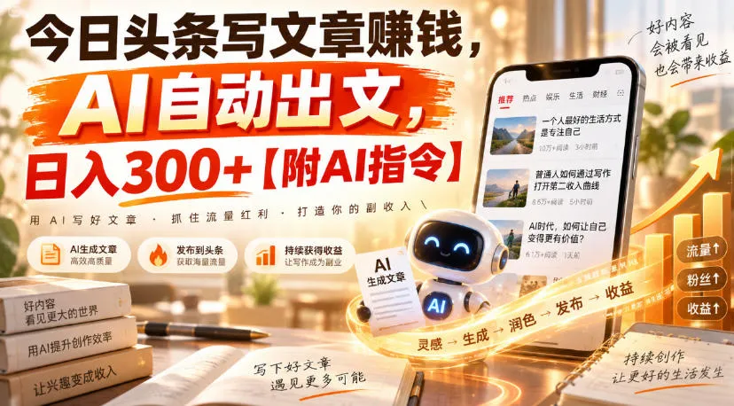今日头条写文章賺钱，AI自动出文，日入300+【附AI指令】-37博客