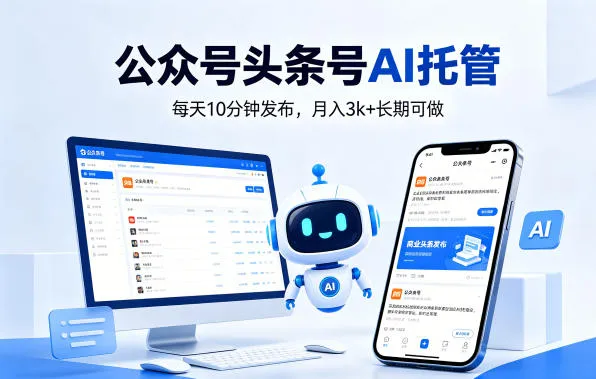 公众号头条号AI托管,我提供作品,你每天10分钟发布,月入3k+长期可做【揭秘】