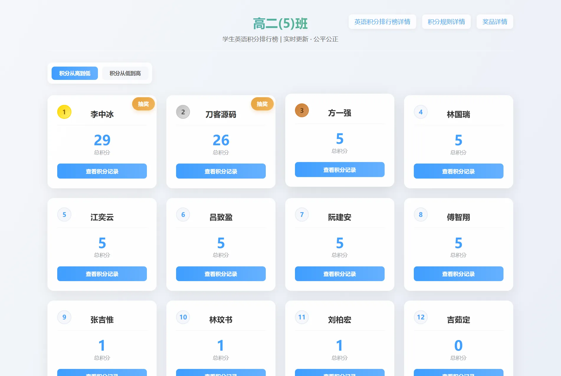 班级学生平时表现记录 积分抽奖系统源码 全开源 班级学生平时表现记录 积分抽奖系统源码 全开源