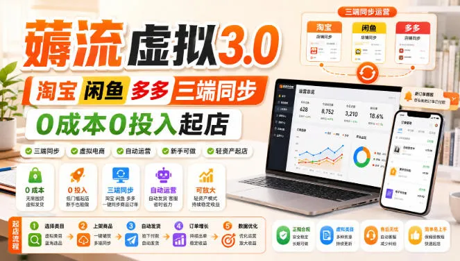 绅白不白·薅流虚拟3.0丨淘宝闲鱼多多三端同步丨0成本0投入起店（更新）-37博客