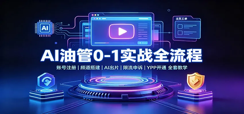 AI油管0-1实战:账号注册频道搭建,AI出片,限流申诉,YPP开通全套教学-37博客