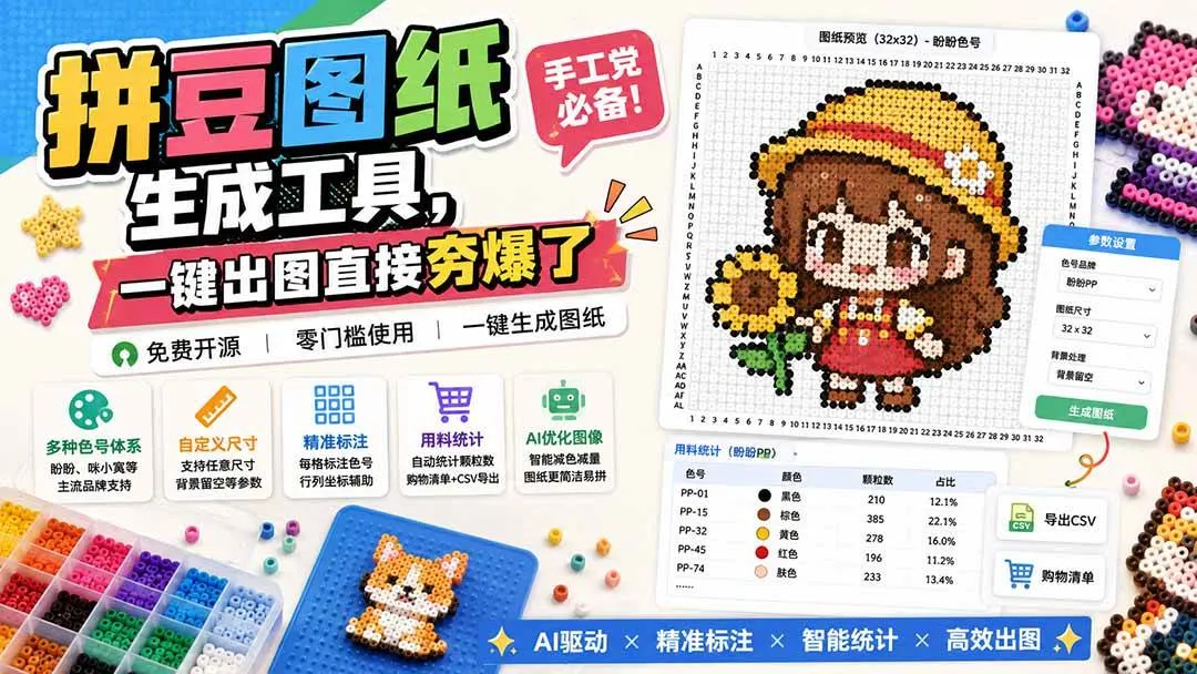 （20084期）拼豆图纸生成工具，手工党必备！一键出图直接夯爆了-37博客