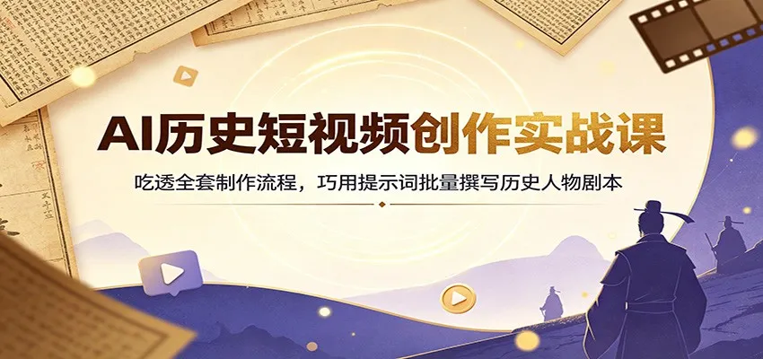AI历史短视频创作实战课:吃透全套制作流程,巧用提示词批量撰写历史人物剧本-37博客