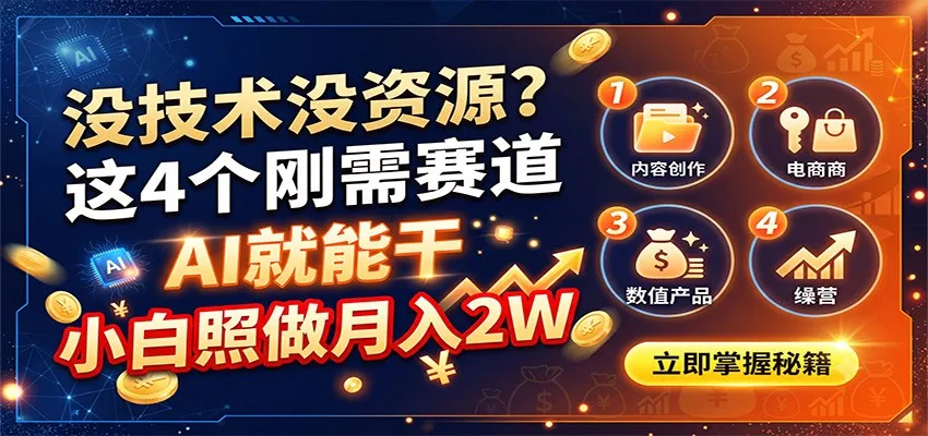 没技术没资源?这4个刚需赛道,AI就能干,小白照做月入2W-37博客