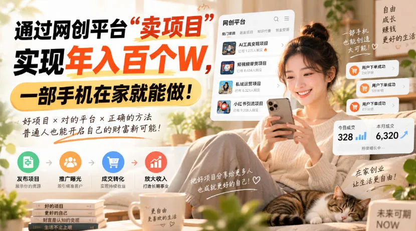 通过网创平台“卖项目”实现年入百个W,一部手机在家就能做!【揭秘】-37博客