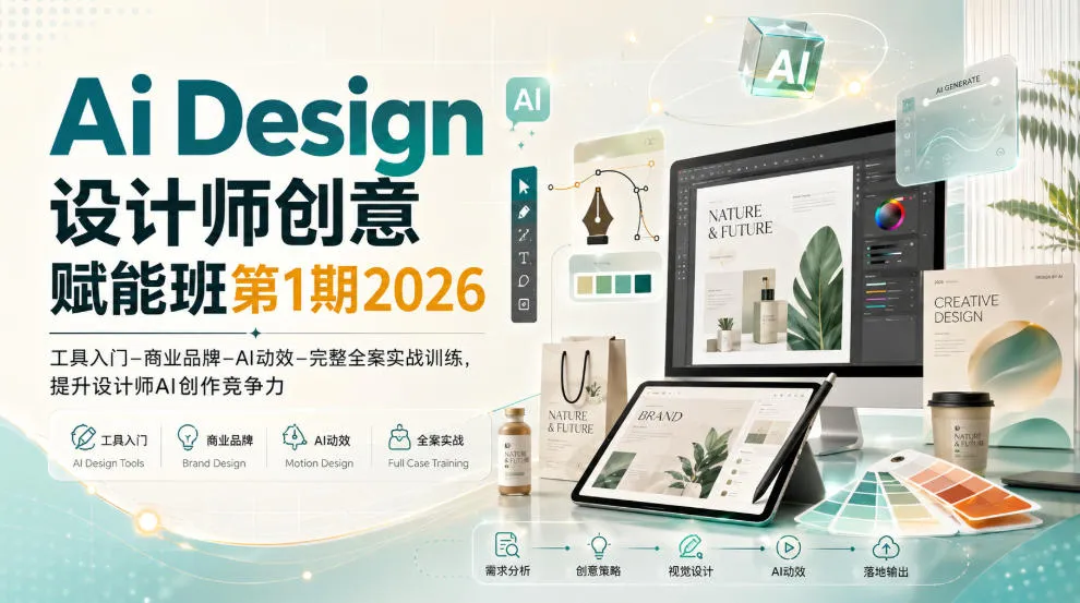 Ai Design设计师创意赋能班第1期2026｜工具入门‑商业品牌‑AI动效‑完整全案实战训练，提升设计师AI创作竞争力-37博客