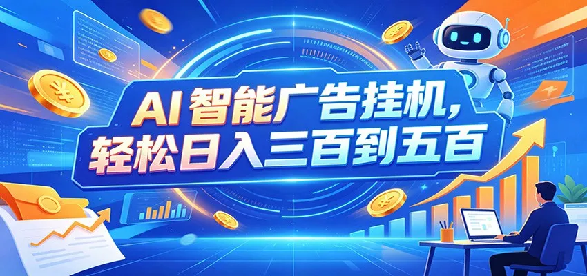 AI智能广告挂机，24小时自动跑，日入300-500，新手零门槛-37博客