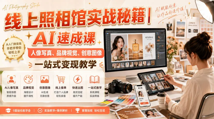 线上照相馆实战秘籍｜AI速成课，人像写真、品牌视觉、创意图像一站式变现教学-37博客