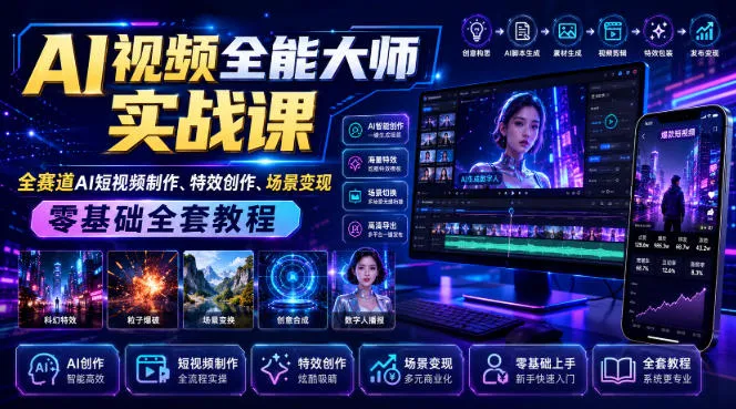 AI视频全能大师实战课|全赛道AI短视频制作、特效创作、场景变现零基础全套教程-37博客