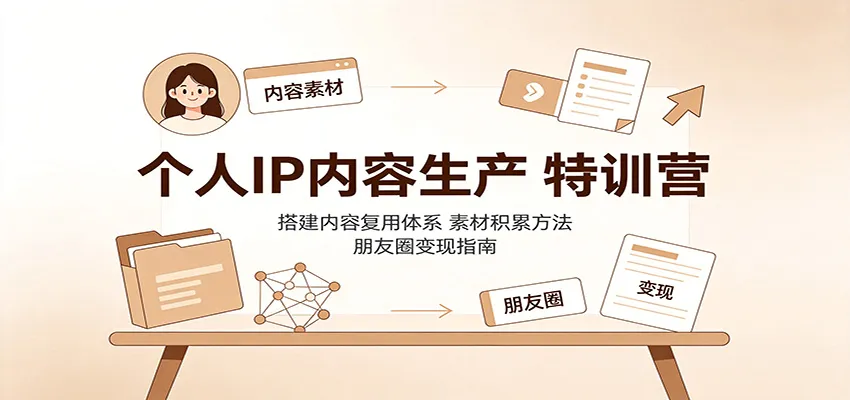 个人IP内容生产特训营：搭建内容复用体系，素材积累方法，朋友圈变现指南-37博客