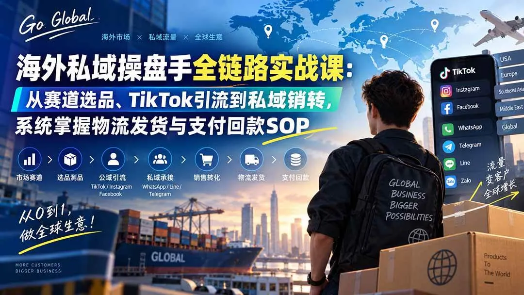 (20255期)海外私域操盘手全链路实战课:从赛道选品、TikTok引流到私域销转,系统掌握物流发货与支付回款SOP-37博客