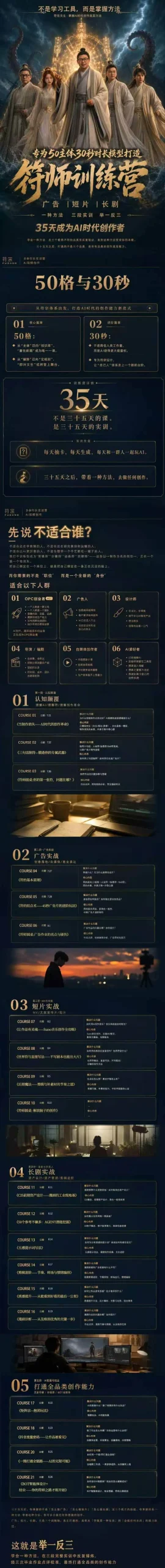 （20179期）符师训练营-35天成为AI时代创作者，广告+短片+漫剧+智能体四大实战方向，掌握从创意到上线的完整工作流-37博客