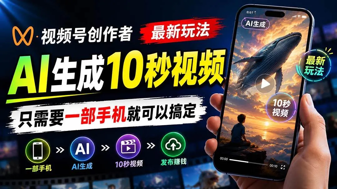 (20136期)视频号创作者最新玩法,AI生成10秒视频,只需要一部手机就可以搞定-37博客