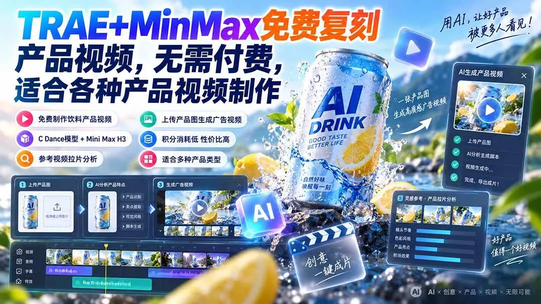 (20362期)TRAE+MinMax免费复刻产品视频,无需付费,适合各种产品视频制作-37博客