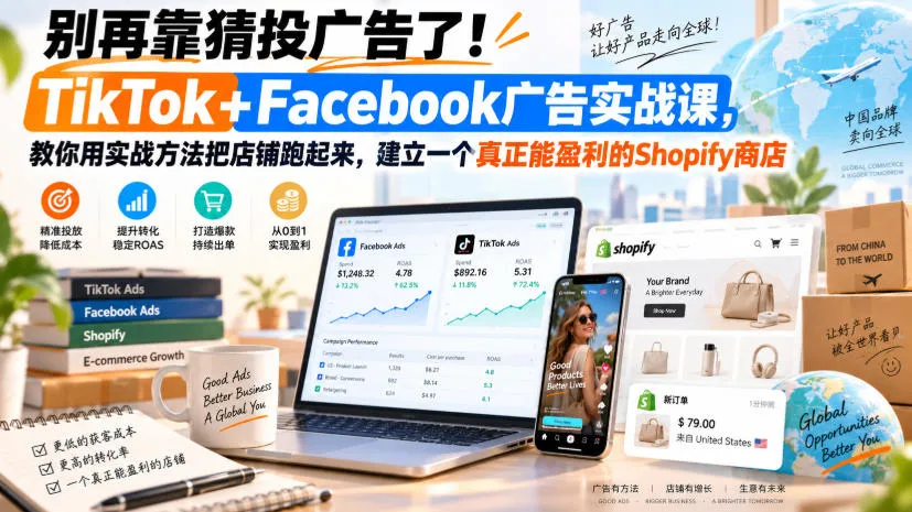 别再靠猜投广告了!TikTok+Facebook广告实战课,教你用实战方法把店铺跑起来,建立一个真正能盈利的Shopify商店【原创双语字幕】-37博客