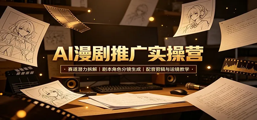 AI漫剧推广实操营:赛道潜力拆解,剧本角色分镜生成,配音剪辑与运镜教学-37博客
